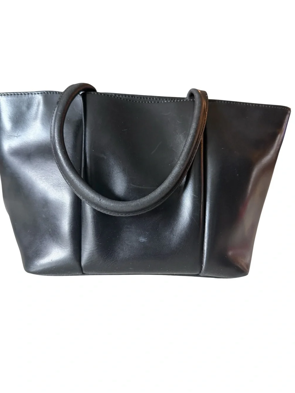 Vintage Focus Paris Black Leather Structured Tote Bag Made in France